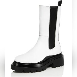 Women's White and Black Chunky Chelsea Boots